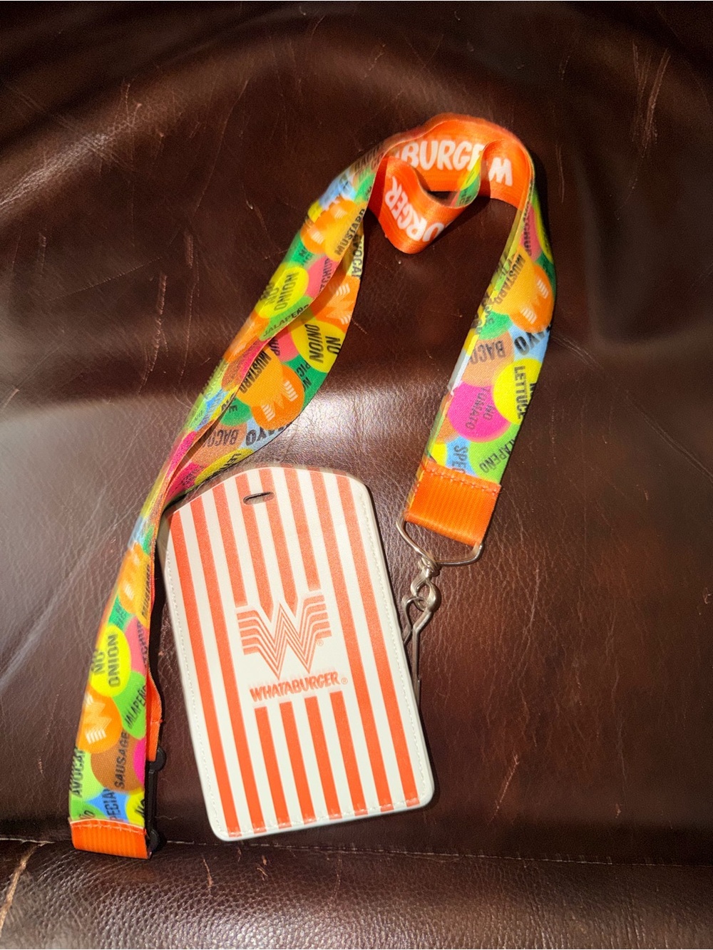 Whataburger Lanyard Cardholder — Orange & White Stripe, NWOT